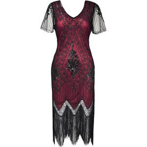 Plus Size 1920s Vintage Flapper Dress Sequin Beaded Tassels Prom Night Out